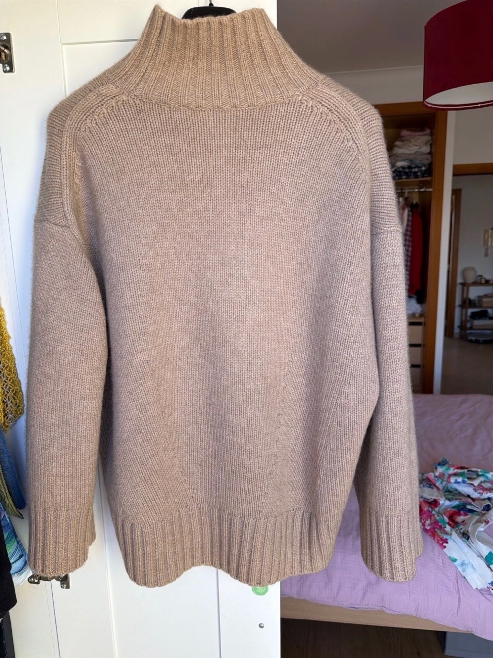COS Undyed Beige Chunky Cashmere Turtleneck Sweater